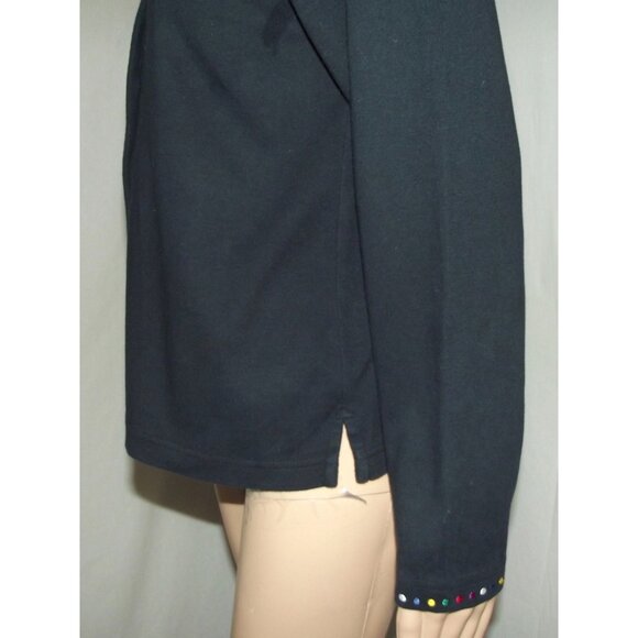 Bechamel Jacket Womens Small Black embroidered button knit cardigan crew neck - Picture 9 of 11